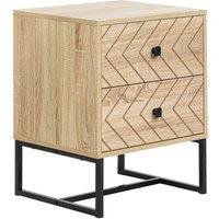 HOMCOM Bedside Table 2 Drawer Unit Nightstand Bedrom Wood Metal Handles in Brown