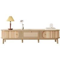 Matteo Natural Rattan & Solid Wood TV Cabinet - Rustic Entertainment Unit