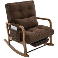 Matteo Corduroy Rocking Chair - Adjustable Glider, Footrest & Pocket in Brown
