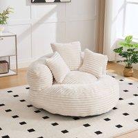 Matteo Large Corduroy Memory Foam Bean Bag Chair with Armrests - Beige