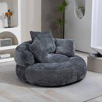 Matteo Grey Chenille High Back Lazy Sofa Lounger Bean Bag Chair with Pillows