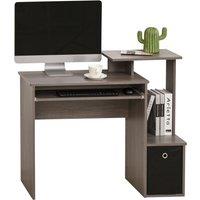 HOMCOM Computer Desk with Sliding Keyboard Tray Storage Drawer Shelf in Grey