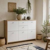 Wyld Haus Willowmere White & Artisan Oak Storage Cabinet 2 Drawers 5 Doors
