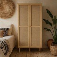 Wyld Haus Mallowmoss Rattan & Light Wood 2 Door Display Cabinet in Natural