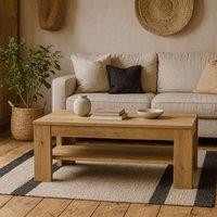 Wyld Haus Brimble Oak Coffee Table with Lower Shelf in Natural