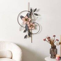 Wyld and Coco Iron Flower Wall Art Multicolour Vertical Handmade Decor