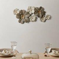 Wyld and Coco Beige Gold Handmade Iron Floral Wall Decor
