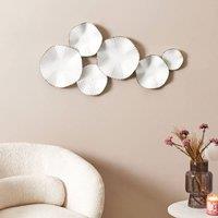 Wyld and Coco White Iron Wall Decor with Gold Embossed Rim Handmade 91 x 47 cm