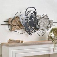 Wyld and Coco Black Metal Wall Sculpture Modern Abstract Flowing Lines Matte