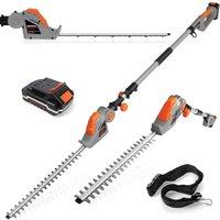 Terratek 20V 2.4m Telescopic Cordless Hedge Trimmer Long Reach, Includes 1 Fast Charge Battery & 1 Charger in Orange