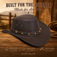 Lazzaro Home Premium Western Cowboy Hat with Adjustable Chinstrap in Brown | Size: Medium