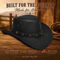 Lazzaro Home Premium Western Cowboy Hat with Adjustable Chinstrap in Black | Size: XL