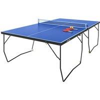 SPORTNOW 9FT Folding Table Tennis Table w/ 8 Wheels, for Indoors in Blue