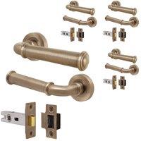 AFIT Antique Brass Door Handle Latch Set Internal Door Handle Latch 4 Pack in Bronze | Size: 150mm x 150mm