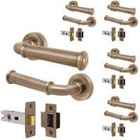 AFIT Antique Brass Door Handle Latch Set Internal Door Handle Latch 5 Pack in Bronze | Size: 150mm x 150mm