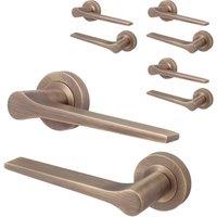 AFIT Antique Brass Door Handle Internal Lever On Rose Door Handle 4 Pack in Bronze | Size: 150mm x 150mm