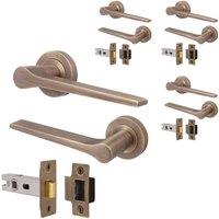 AFIT Antique Brass Door Handle Latch Set Internal Door Handle Latch 4 Pack in Bronze | Size: 150mm x 150mm
