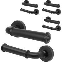 AFIT Black Door Handle Matt Black Internal Lever On Rose Door Handle 4 Pack | Size: 150mm x 150mm
