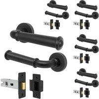 AFIT Black Door Handle Latch Set Matt Black Door Handle, Latch 5 Pack | Size: 150mm x 150mm