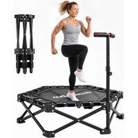 SPORTNOW 42 Foldable Mini Trampoline with 3-Level Adjustable Handle, Black