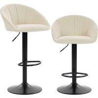 HOMCOM Bar Stools Set of 2 Velvet Adjustable Swivel in Cream