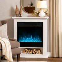 HOMCOM 1800W White Electric Fire with Remote & Timer for Living Room