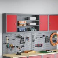 Berkfield Home Tool Cabinet Wall-Mounted with Pegboard Red 150x20x55 cm Steel | Size: 150 x 20 x 55 cm