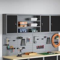 Berkfield Home Tool Cabinet Wall-Mounted with Pegboard Black 150x20x55 cm Steel | Size: 150 x 20 x 55 cm