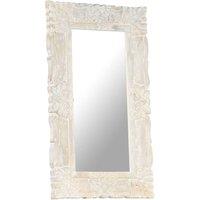 Berkfield Home Mirror White 80x50 cm Solid Mango Wood