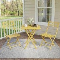 London Boutique 3PCS Folding Bistro Set Patio Furniture Set Dining Table & 2 Chairs in Yellow