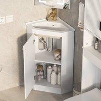 KEEPREAPER Stylish Corner Vanity Unit With Ceramic Wash Basin Sink 600mm in White