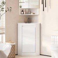 KEEPREAPER Sleek Corner Vanity Unit With Ceramic Sink 600mm in White