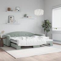 Berkfield Home Daybed with Trundle Light Grey 90x190 cm Velvet