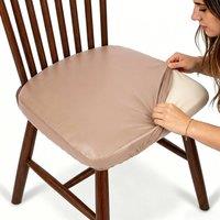 KORVIXA Khaki 6PCS Stretch PU Leather Chair Seat Covers in Tan | Size: 125 cm x 150 cm