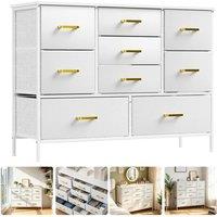 FORGEVIO Chest of Drawers Modern White 9 Drawer Bedroom | Size: 0.6m2