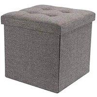 FORGEVIO Storage Seat Stool Trunk Toy Chest Grey 38cmx38cmx38cm | Size: 38 cmx38 cmx38 cm