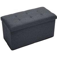 NESTLUNE Dark Grey 76*38*38cm Ottoman Storage Seat Stool Trunk | Size: 100 cm x 15 cm