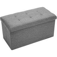 NESTLUNE Light Grey 76*38*38cm Ottoman Storage Seat Stool Trunk | Size: 100 cm x 15 cm