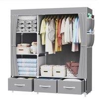 FORGEVIO Large Fabric Canvas Wardrobe Clothes Storage in Grey | Size: 500mm