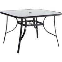 FORGEVIO 105cm Black Square Table Dining Table with Parasol Hole | Size: 0.6m2