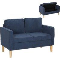 FORGEVIO Compact 2 Seater Sofa with Under Seat Storage in Blue | Size: 0.6m2