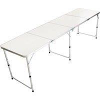 FORGEVIO 8ft - Folding Outdoor Camping Hobby Kitchen Work Top Table in White | Size: 0.6m2