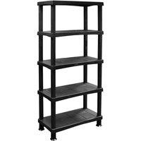 PAWNORA Heavy Duty 5 Tier Plastic Storage Shelf in Black