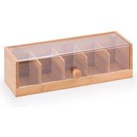 EONLION Tea Bag Storage Caddy Box Organizer With Acrylic Lid in Brown | Size: 500mm