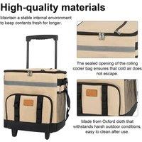EONLION Beige 35L Portable Insulated Tot Rolling Cooler Bag with Wheels | Size: 100 cm