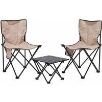 Kelvenix Folding Camping Set 2 Chairs Table Lightweight in Beige
