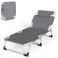 Kelvenix Reclining Sun Lounger Garden Folding Chair Bed in Grey | Size: 0.6m2