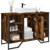Berkfield Home Bathroom Sink Cabinet Smoked Oak 91x35x60 cm Engineered Wood | Size: 91 x 35 x 60 cm