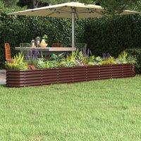 Berkfield Home Garden Raised Bed Powder-coated Steel 332x40x36 cm Brown | Size: 332 x 40 x 36 cm