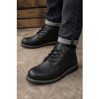 JCDees Men's Children's Lace Up Chunky Sole Ankle Boots in True Black | Size: 11